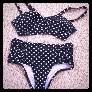 High Waisted Navy Blue Bikini